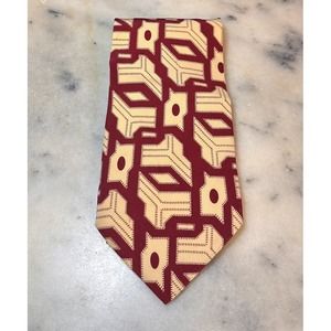 Andrew Fezza 100% Silk Geometric Abstract Art Deco Tie Made In Italy